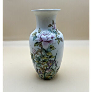Vintage Pink‎ Flowers Fine Porcelain Hand Painted 6" SHIBATA Japan Vase